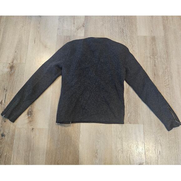 Todd & Duncan Gray 100% Cashmere Leather Trim Cropped Jacket sz Extra Small - Picture 5 of 12